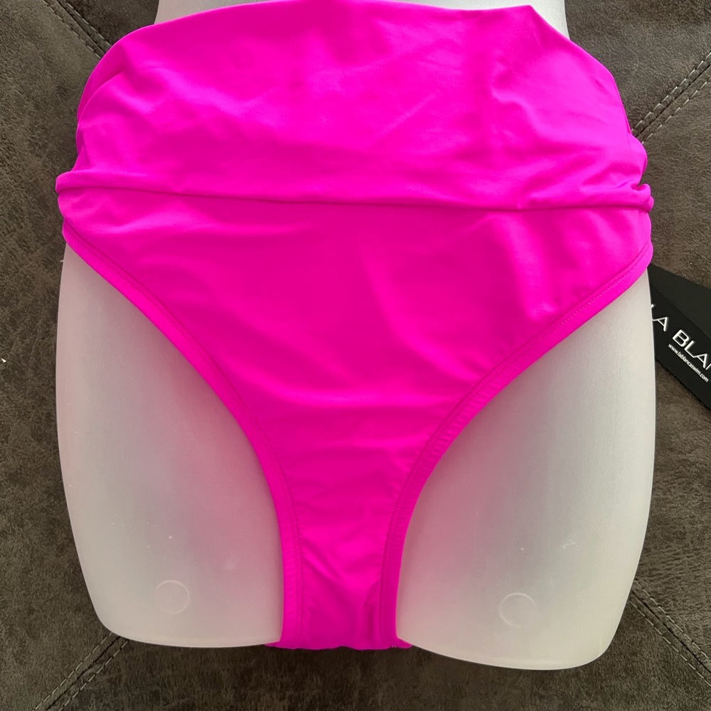 LA BLANCA 'Island Goddess' Shirred Band Bikini Bottom Fuchsia Pink $61 NWT